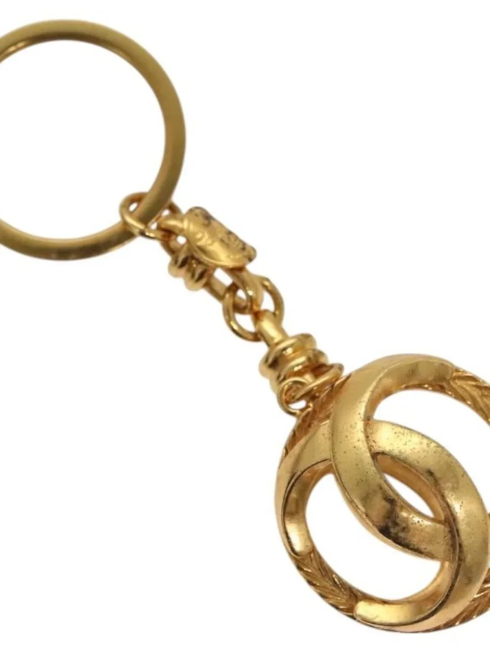 CHANEL COCO Mark Key Ring metal Gold CC Auth ar13427